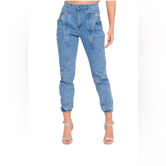 0092 NWT American Bazi High Rise Detail Sewing Denim Joggers sz 2X - Picture 5 of 7